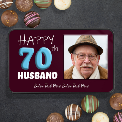 Happy 70th Birthday Tin Of Handmade Chocolates