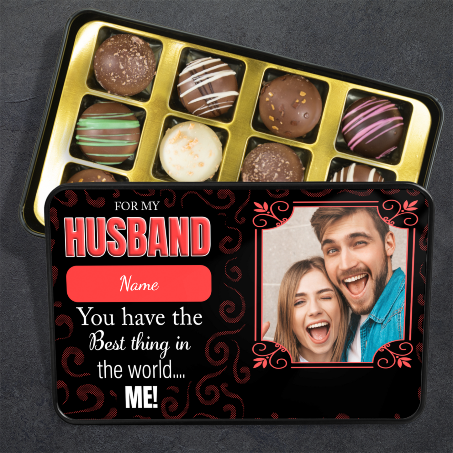 For My Husband Tin Of Handmade Chocolates