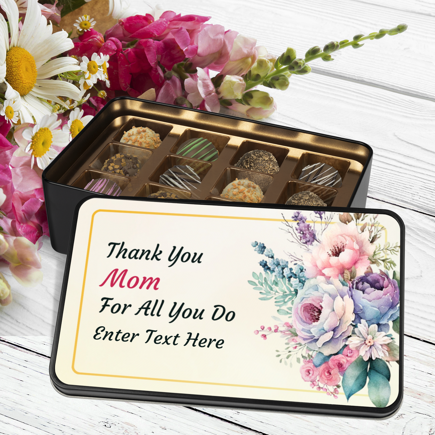 Thank You Mom For All You Do Tin Of Handmade Chocolates