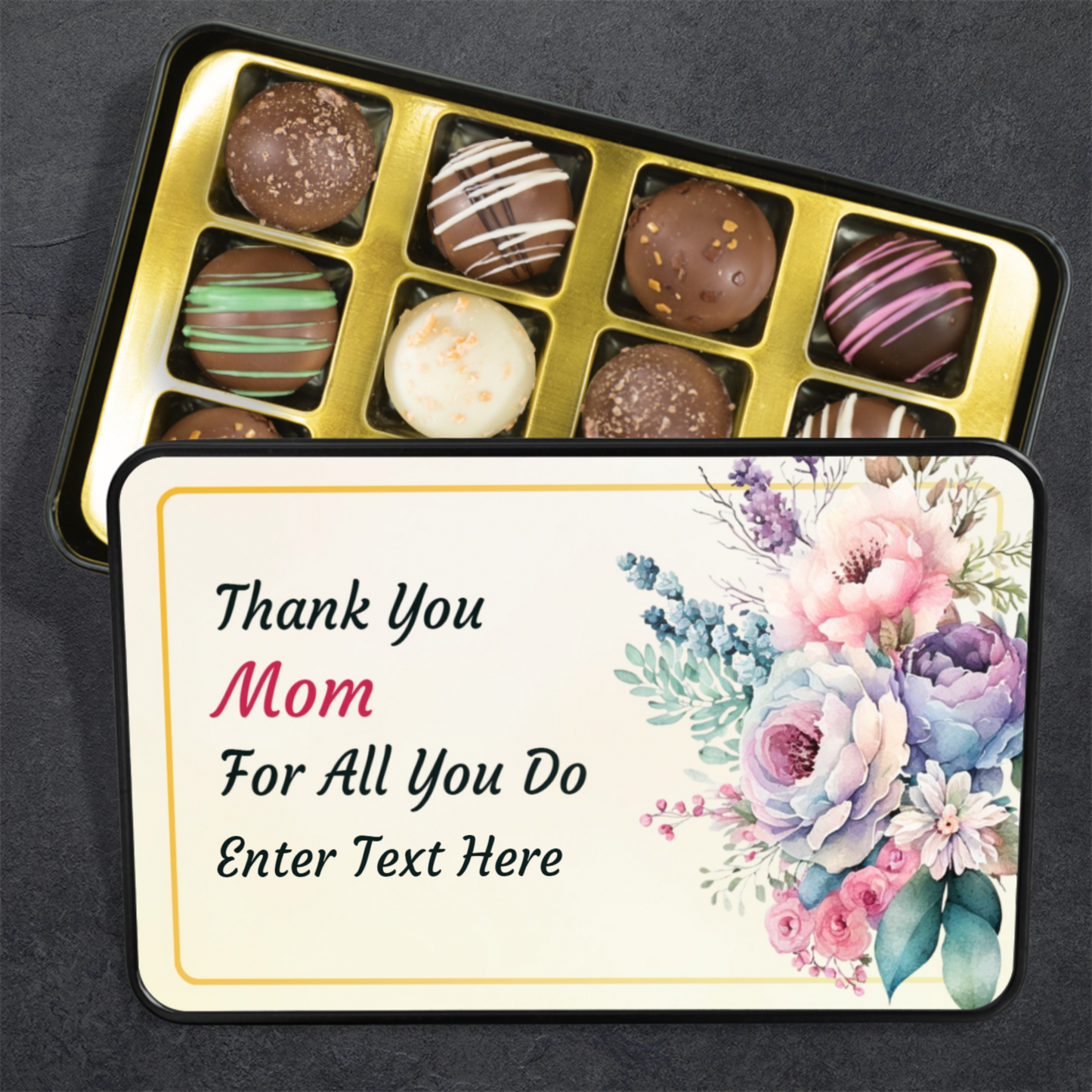 Thank You Mom For All You Do Tin Of Handmade Chocolates