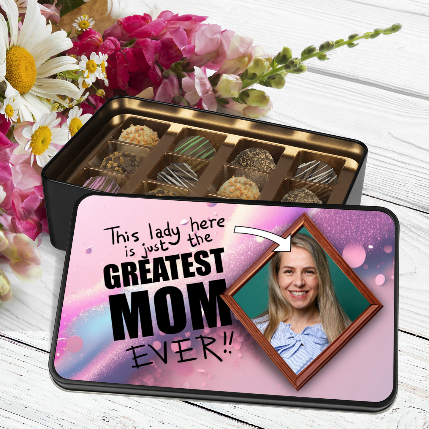 Greatest Mom Ever Tin Of Handmade Chocolates