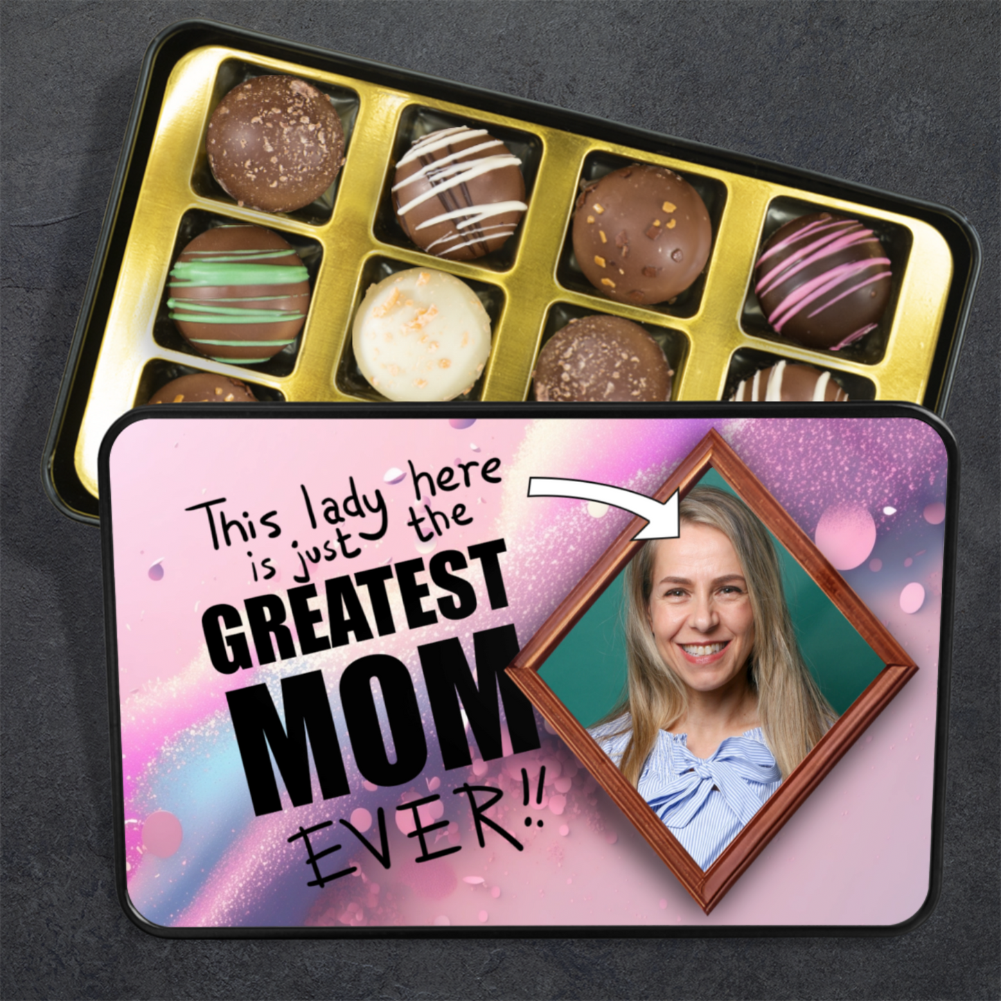 Greatest Mom Ever Tin Of Handmade Chocolates