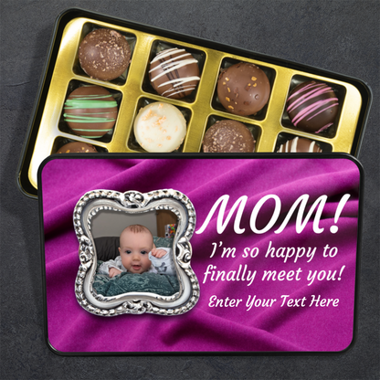 Happy To Meet You Mom Tin Of Handmade Chocolates