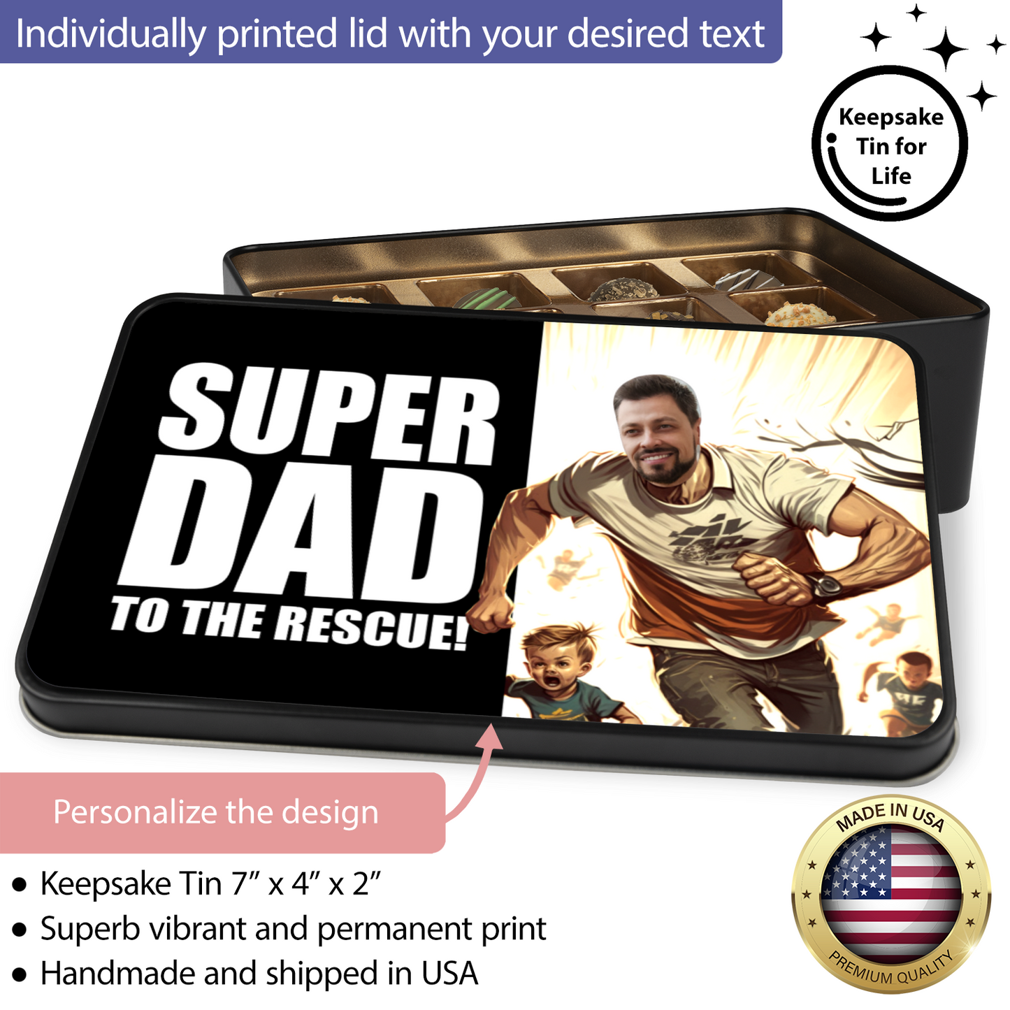 Super Dad Tin Of Handmade Chocolates