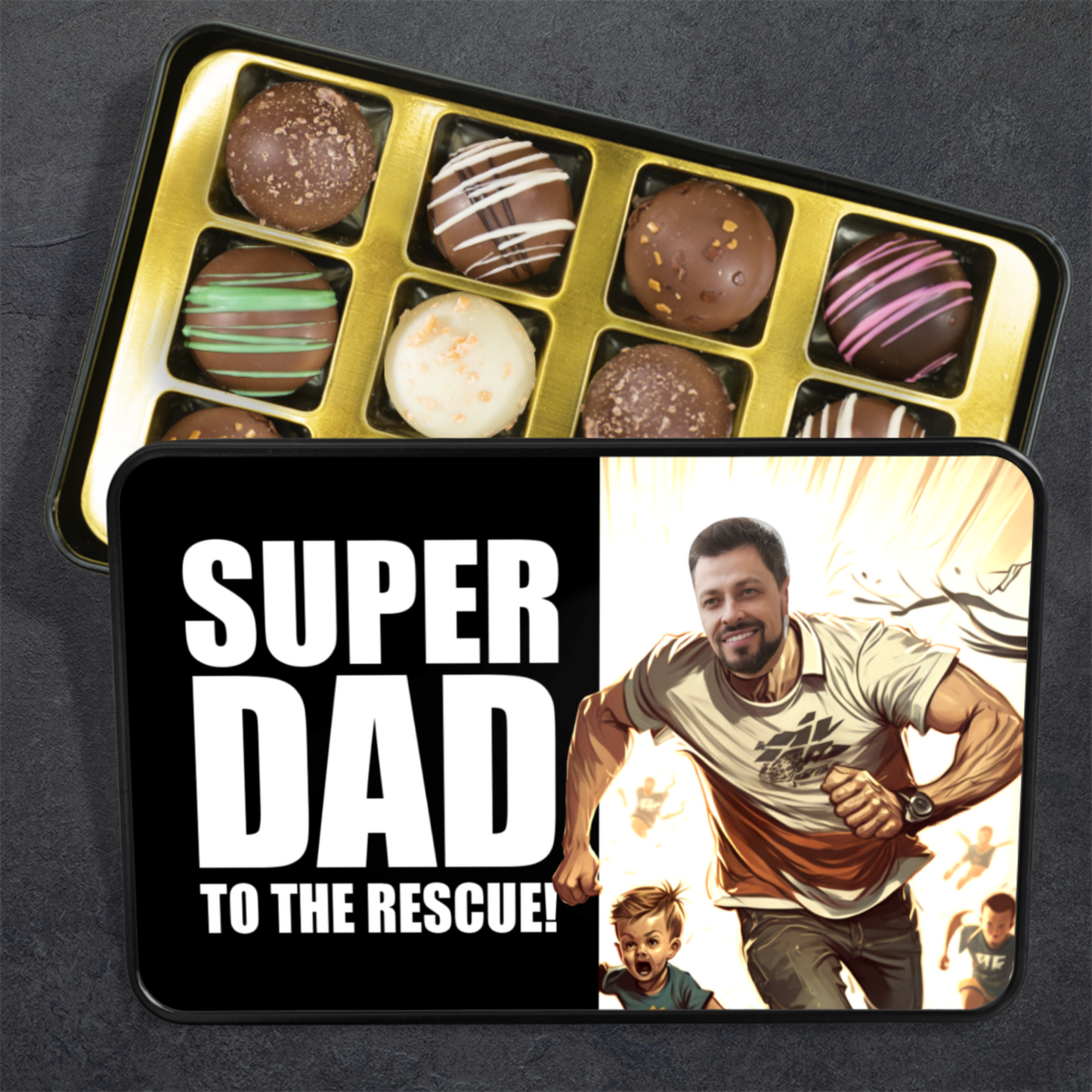 Super Dad Tin Of Handmade Chocolates