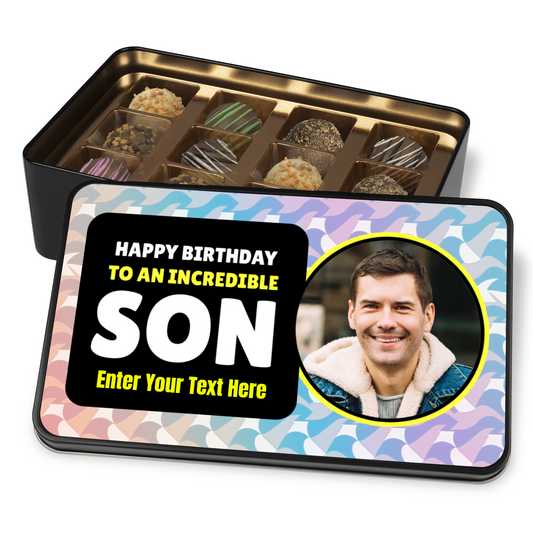 Happy Birthday To An Incredible Son Tin Of Handmade Chocolates