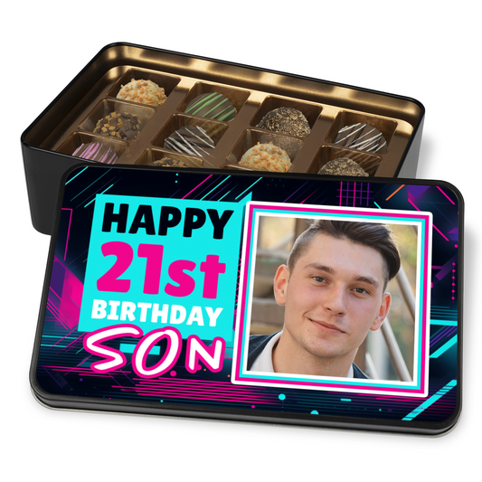 Happy 21st Birthday Son Tin Of Handmade Chocolates