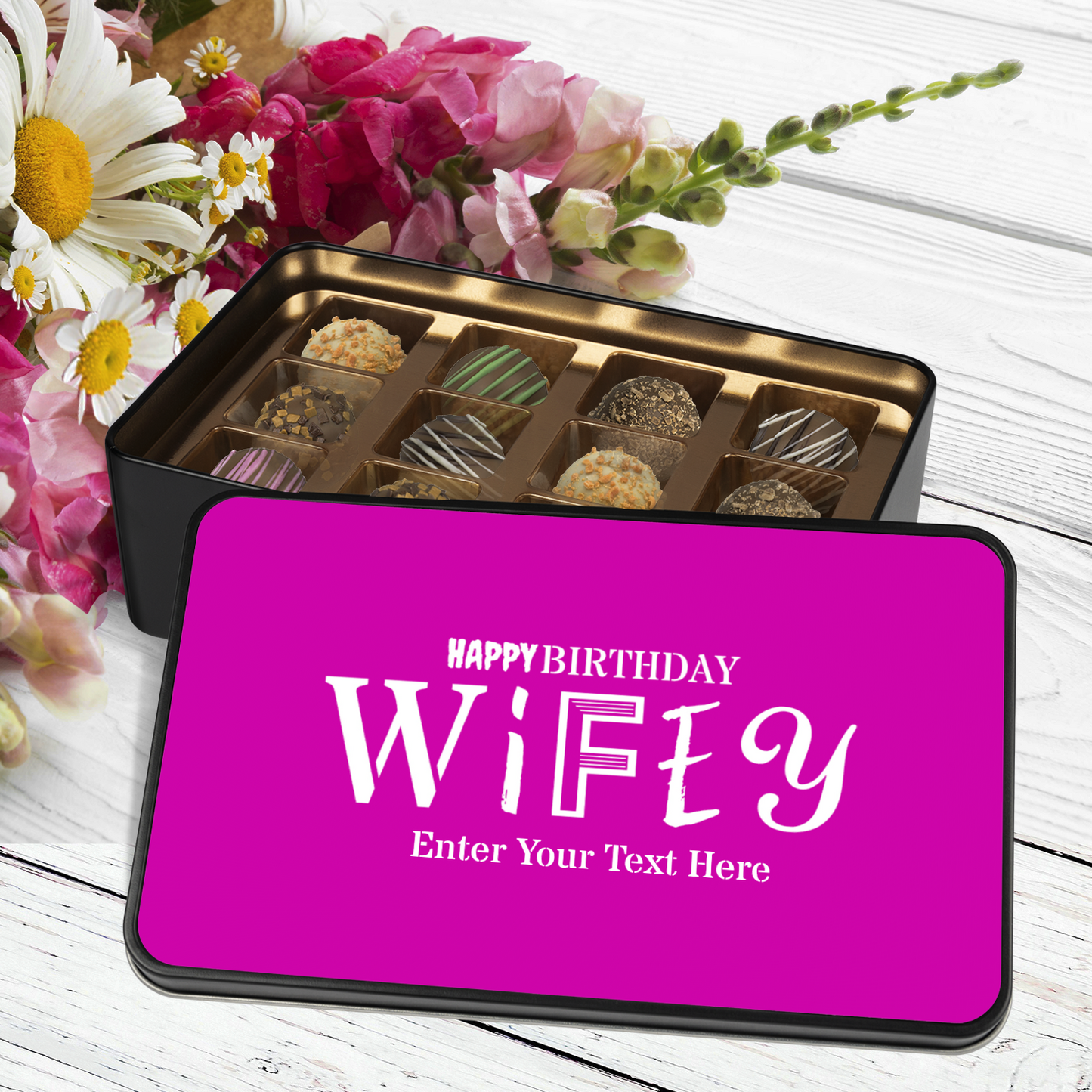 Happy Birthday Wifey Handmade Chocolates In A Personalized Keepsake Tin