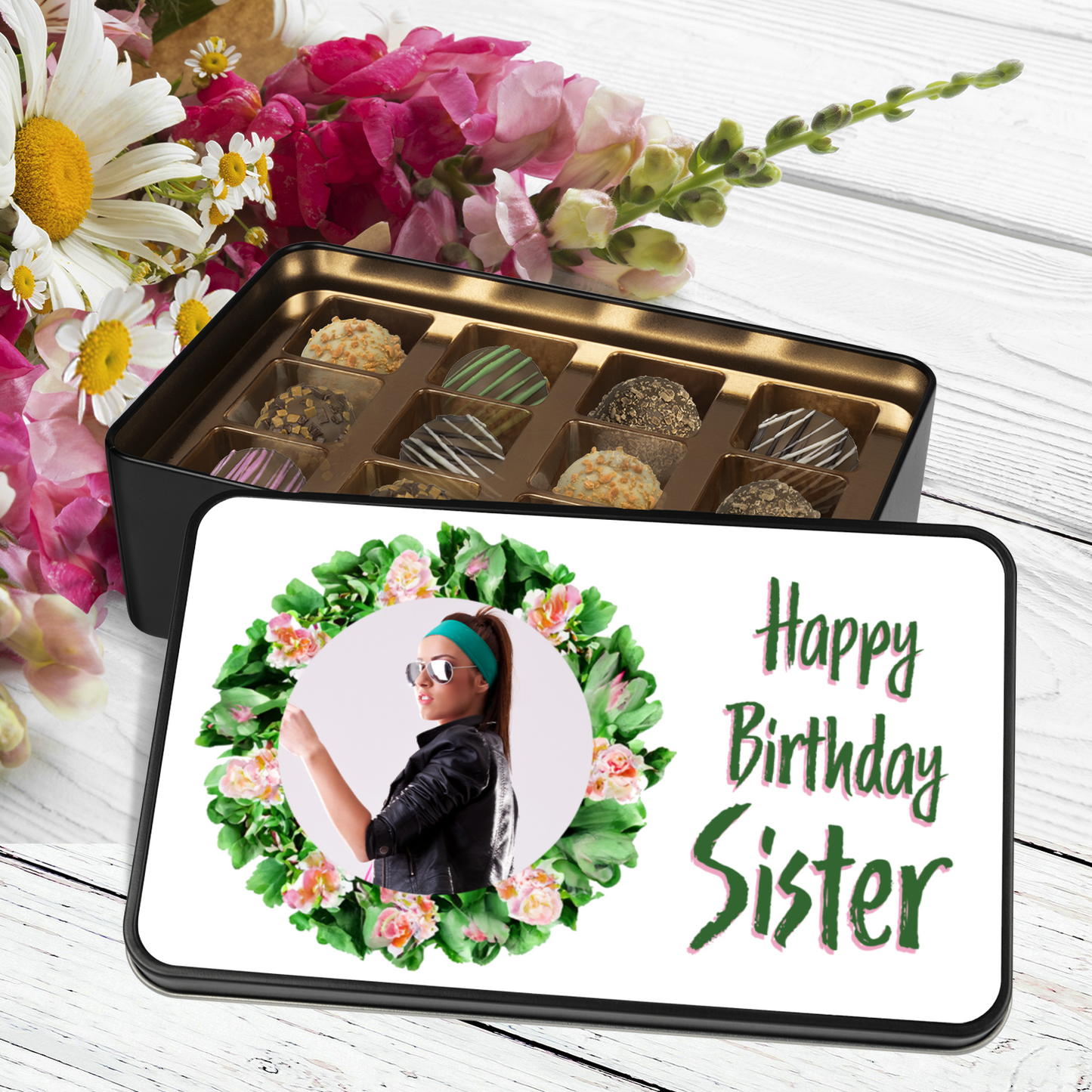 Happy Birthday Sister Tin Of Handmade Chocolates