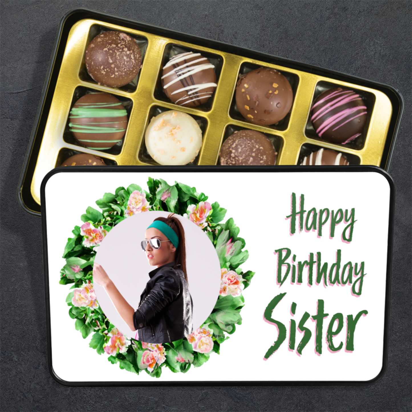 Happy Birthday Sister Tin Of Handmade Chocolates