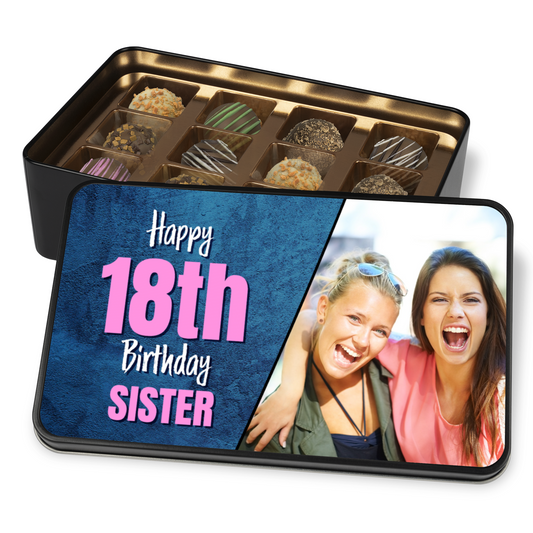 Happy 18th Birthday Sister Tin Of Handmade Truffles