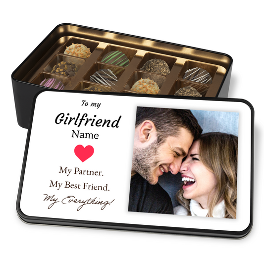 To My Girlfriend My Partner Tin Of Handmade Chocolates