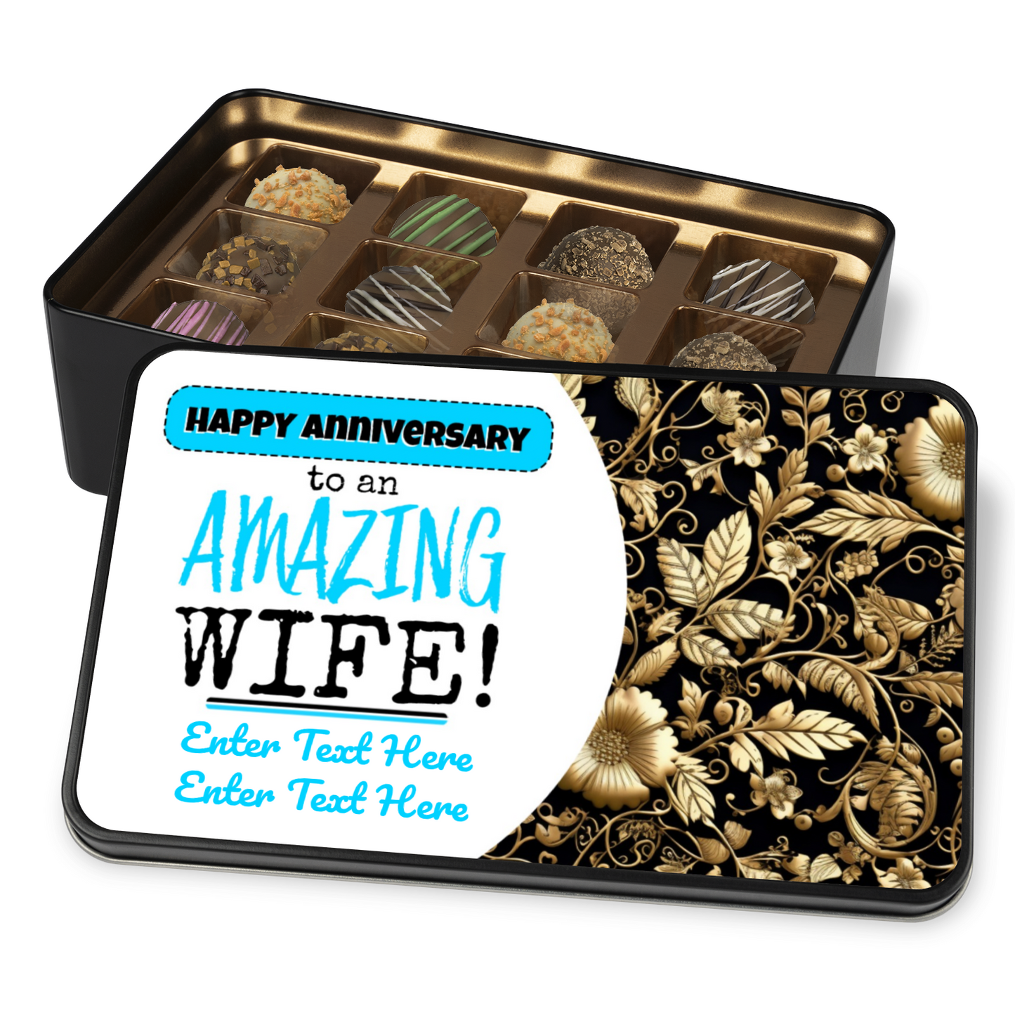 Happy Anniversary To An Amazing Wife Handmade Chocolates In A Personalized Keepsake Tin