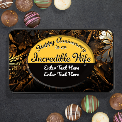 Happy Anniversary To An Incredible Wife Handmade Chocolates In A Personalized Keepsake Tin