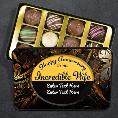 Happy Anniversary To An Incredible Wife Handmade Chocolates In A Personalized Keepsake Tin