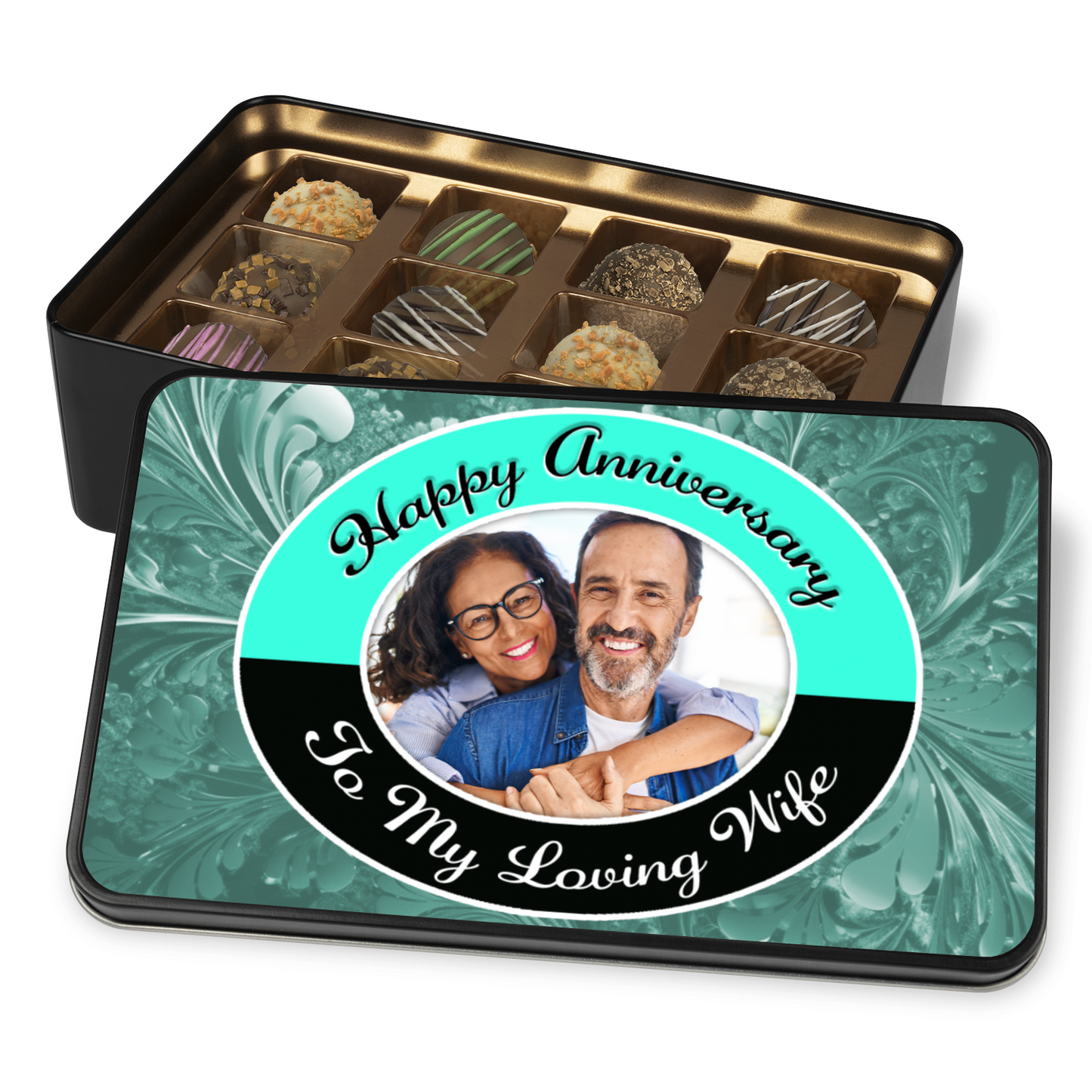 Happy Anniversary To A Loving Wife Handmade Chocolates In A Personalized Keepsake Tin