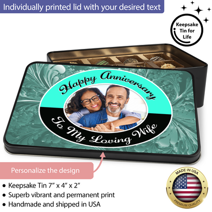 Happy Anniversary To A Loving Wife Handmade Chocolates In A Personalized Keepsake Tin