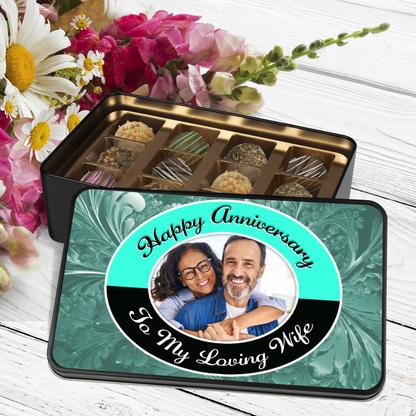 Happy Anniversary To A Loving Wife Handmade Chocolates In A Personalized Keepsake Tin