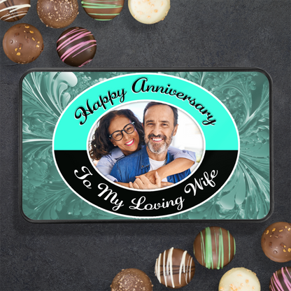 Happy Anniversary To A Loving Wife Handmade Chocolates In A Personalized Keepsake Tin