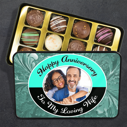 Happy Anniversary To A Loving Wife Handmade Chocolates In A Personalized Keepsake Tin