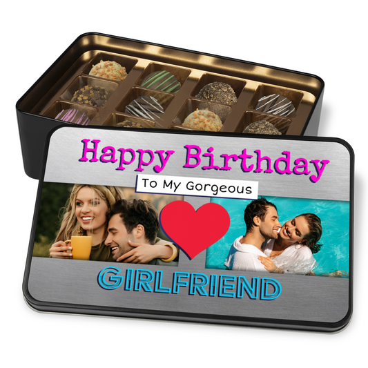 Happy Birthday To My Stunning Girlfriend Tin Of Handmade Chocolates