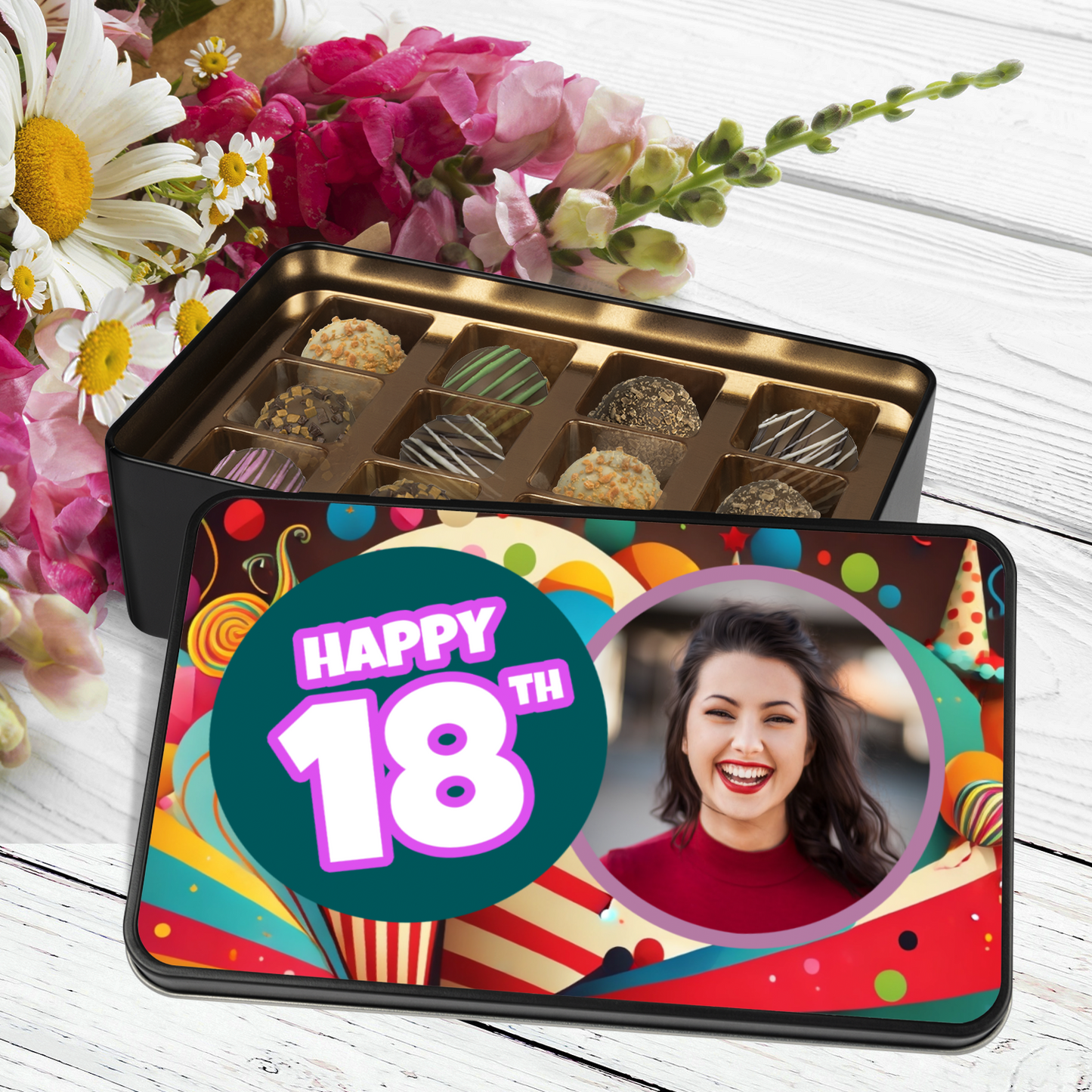 Happy 18th Birthday Tin Of Handmade Chocolates