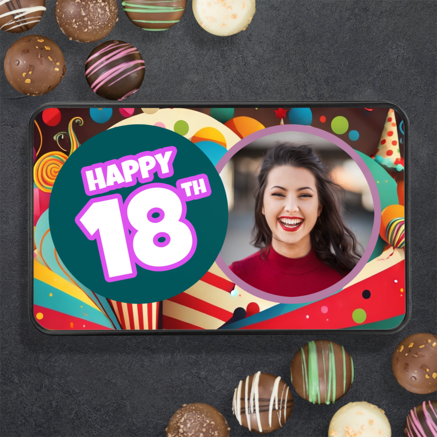 Happy 18th Birthday Tin Of Handmade Chocolates