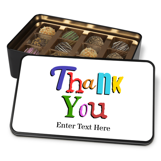 Thank You Colorful Tin Of Handmade Chocolates