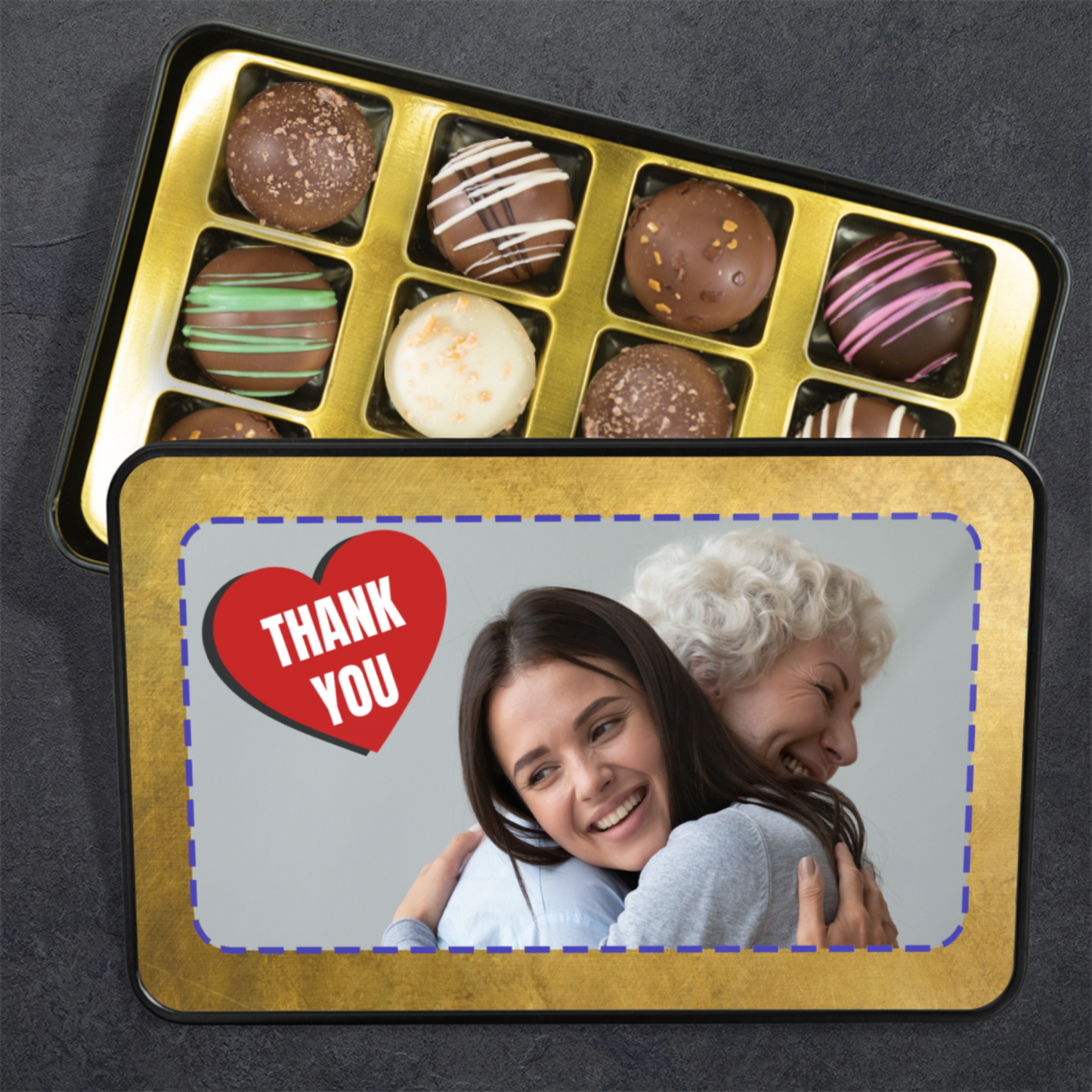 Thank You Red Heart Tin Of Handmade Chocolates