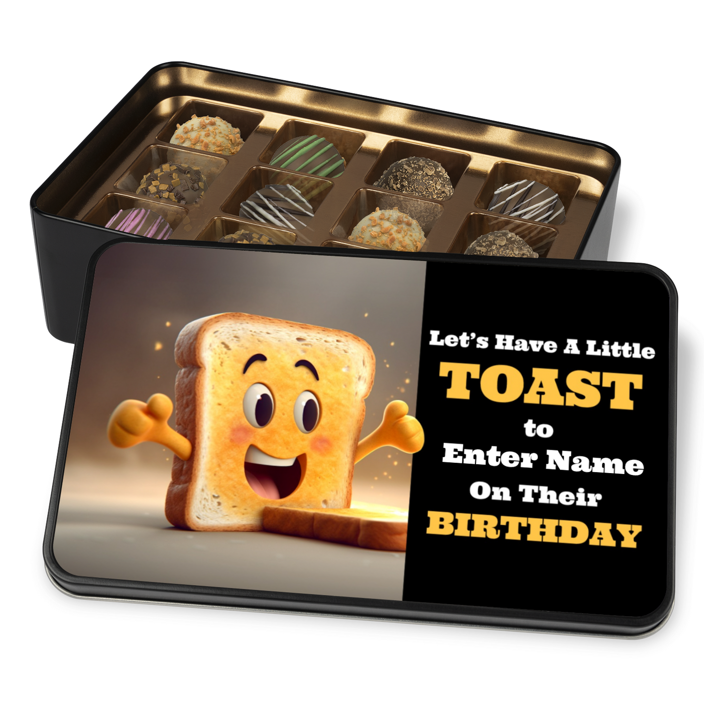 Let's Have A Little Toast Tin Of Handmade Chocolates