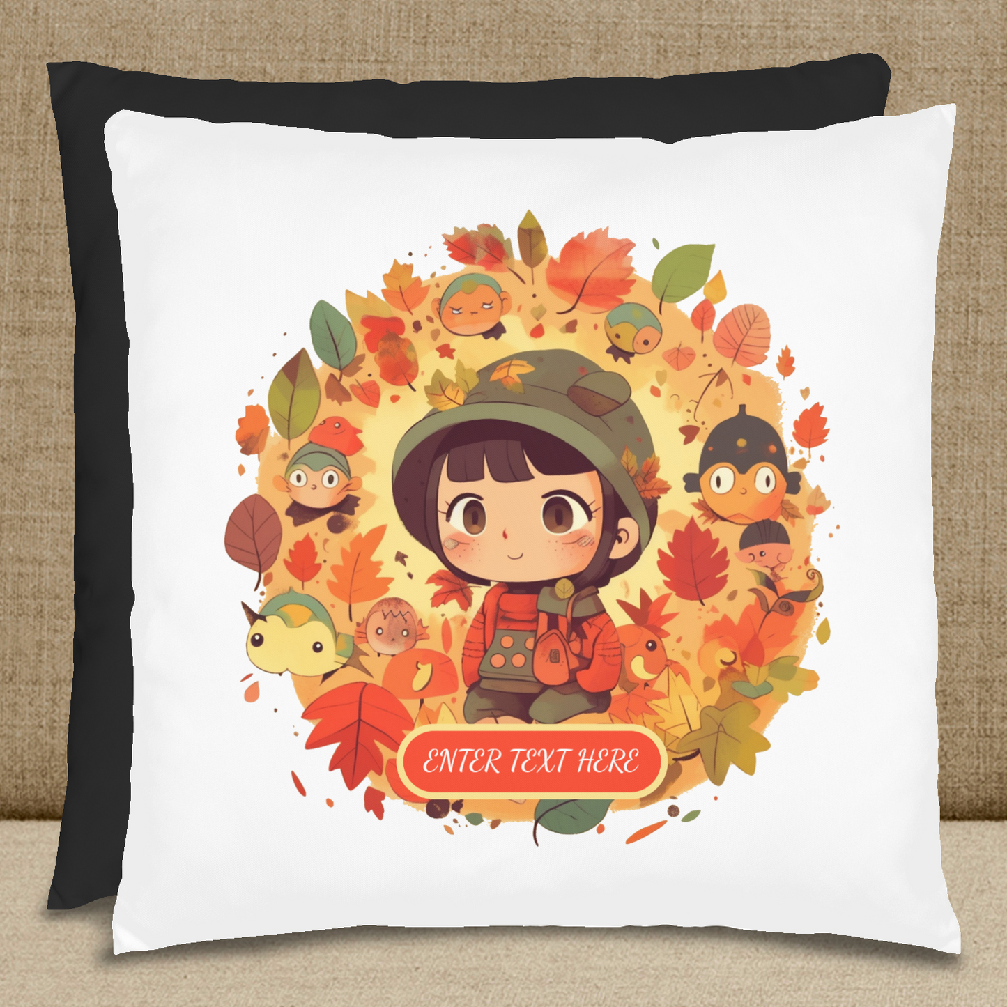 Cute Fall Girl Pillow