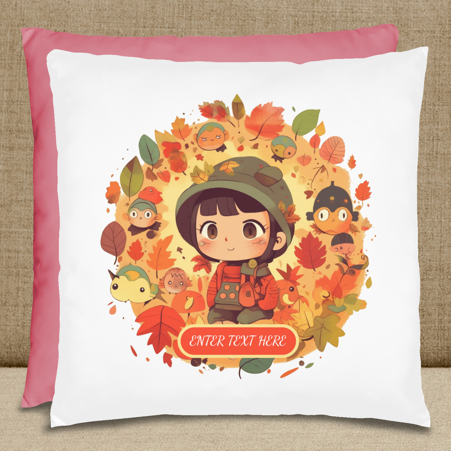 Cute Fall Girl Pillow