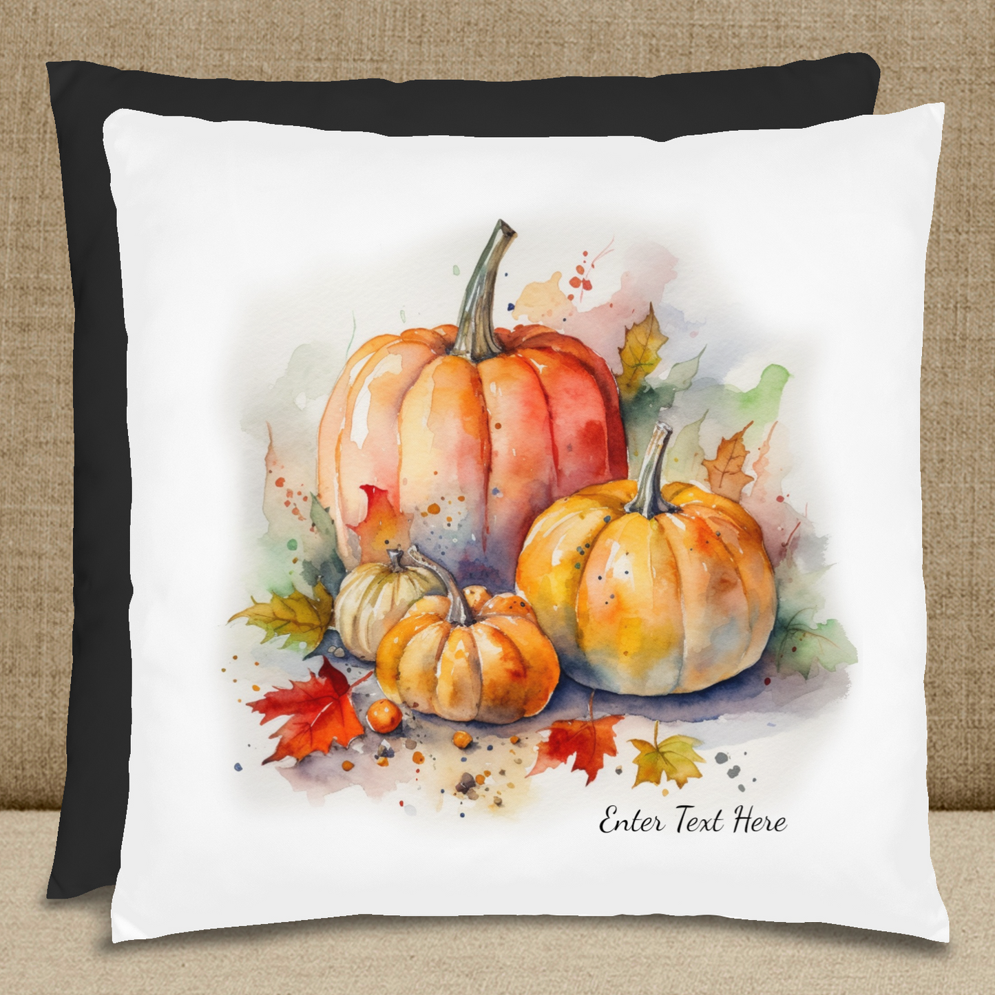 Watercolor Pumpkins Pillow