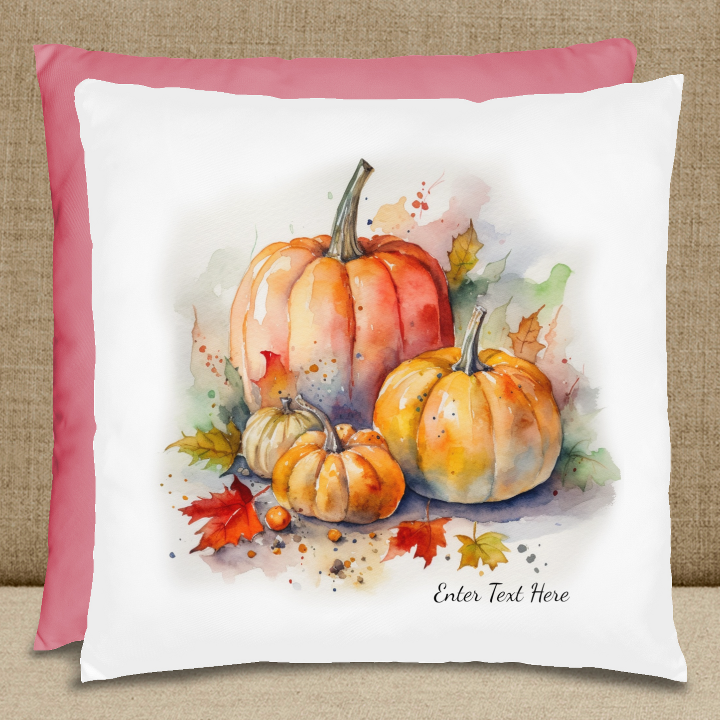 Watercolor Pumpkins Pillow