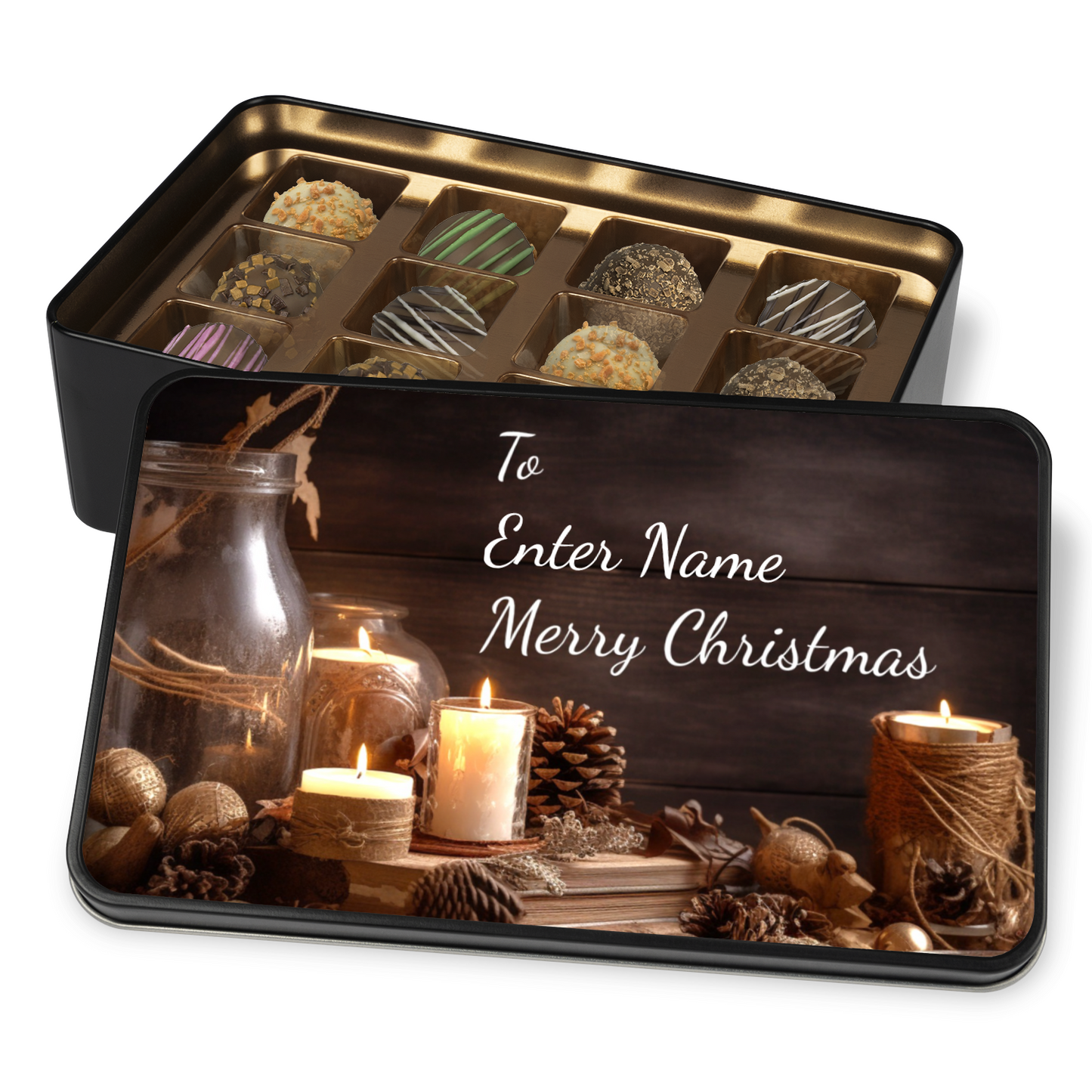 To NAME Merry Christmas Tin Of Handmade Truffles