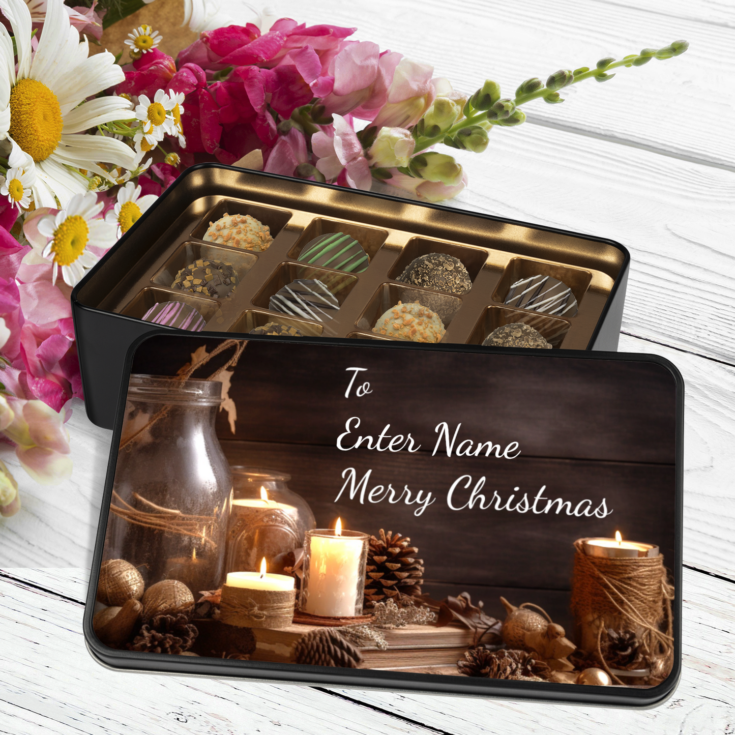 To NAME Merry Christmas Tin Of Handmade Truffles