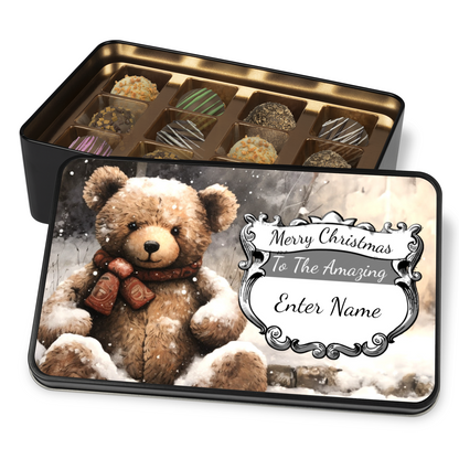 Merry Christmas To The Amazing NAME Handmade Chocolates In A Personalized Keepsake Tin