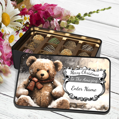 Merry Christmas To The Amazing NAME Handmade Chocolates In A Personalized Keepsake Tin