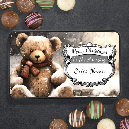 Merry Christmas To The Amazing NAME Handmade Chocolates In A Personalized Keepsake Tin