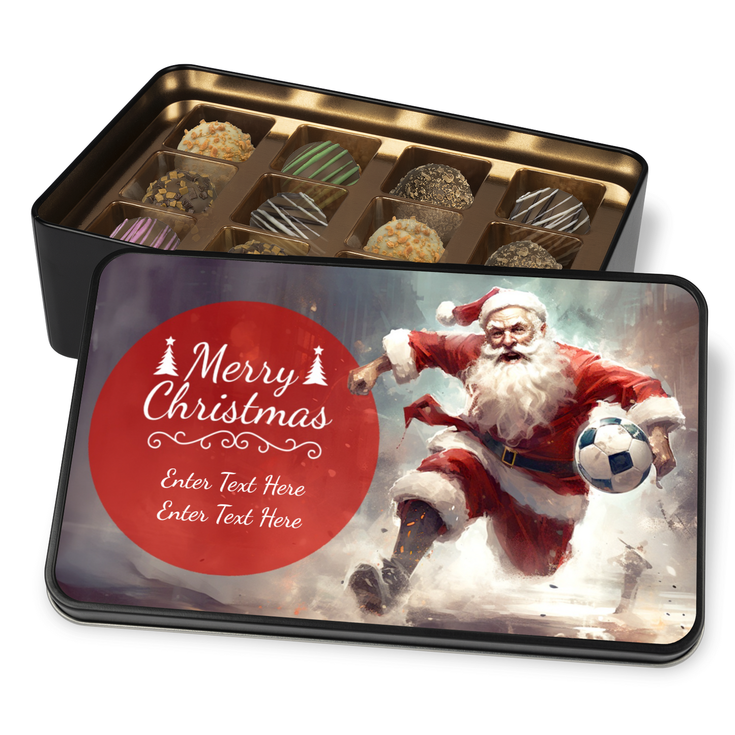 Santa Merry Christmas Handmade Chocolates In A Personalized Keepsake Tin