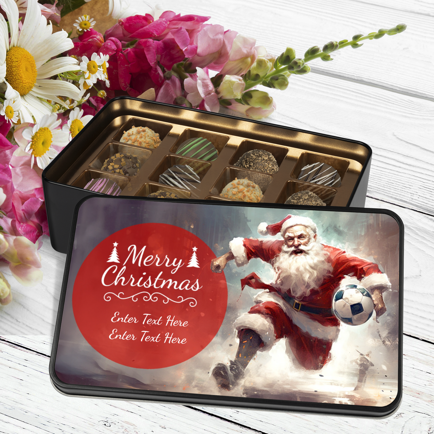 Santa Merry Christmas Handmade Chocolates In A Personalized Keepsake Tin