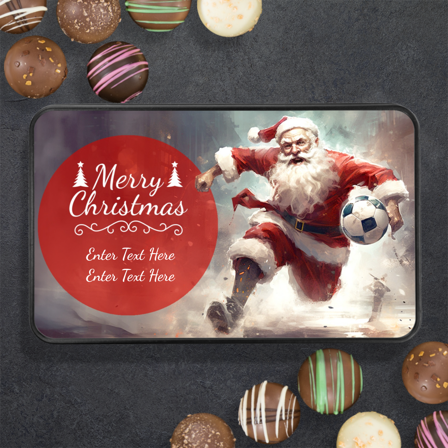 Santa Merry Christmas Handmade Chocolates In A Personalized Keepsake Tin