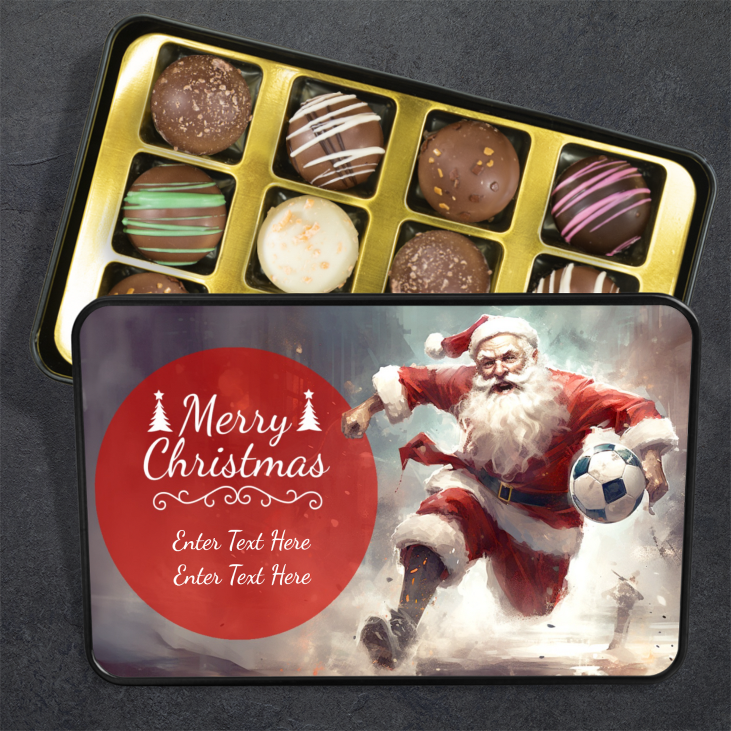 Santa Merry Christmas Handmade Chocolates In A Personalized Keepsake Tin