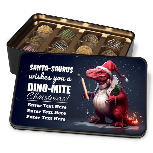 Santa Saurus Tin Of Handmade Truffles