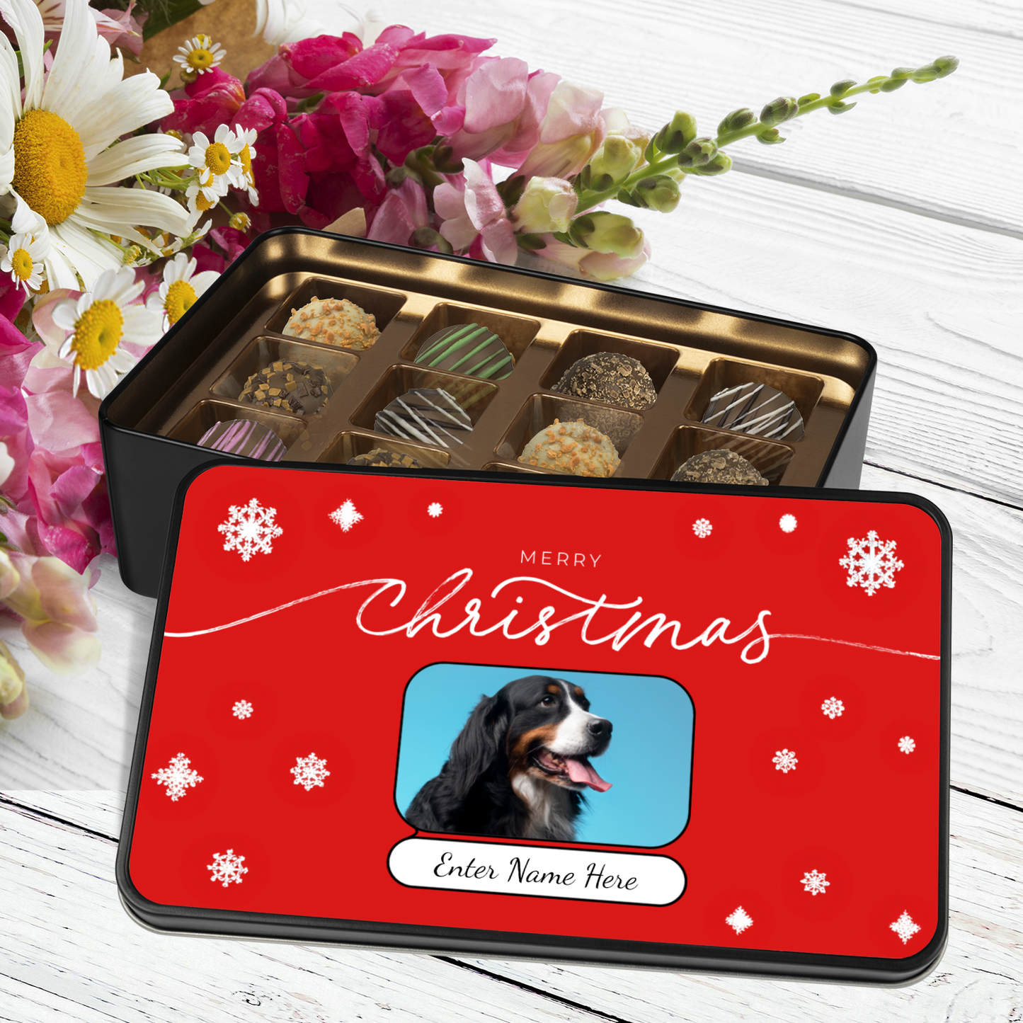 Merry Christmas Dog Mom Handmade Chocolates In A Personalized Keepsake Tin