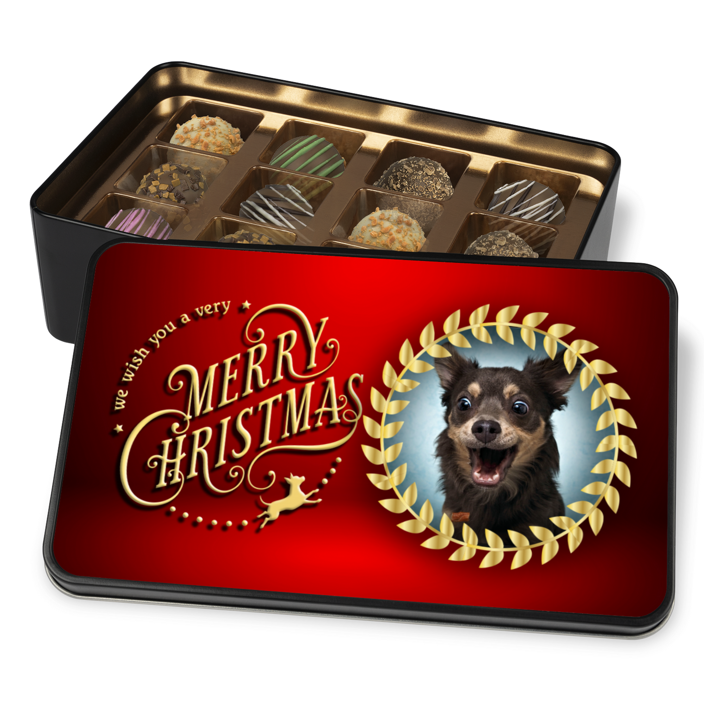 We Wish You A Merry Christmas Tin Of Handmade Truffles