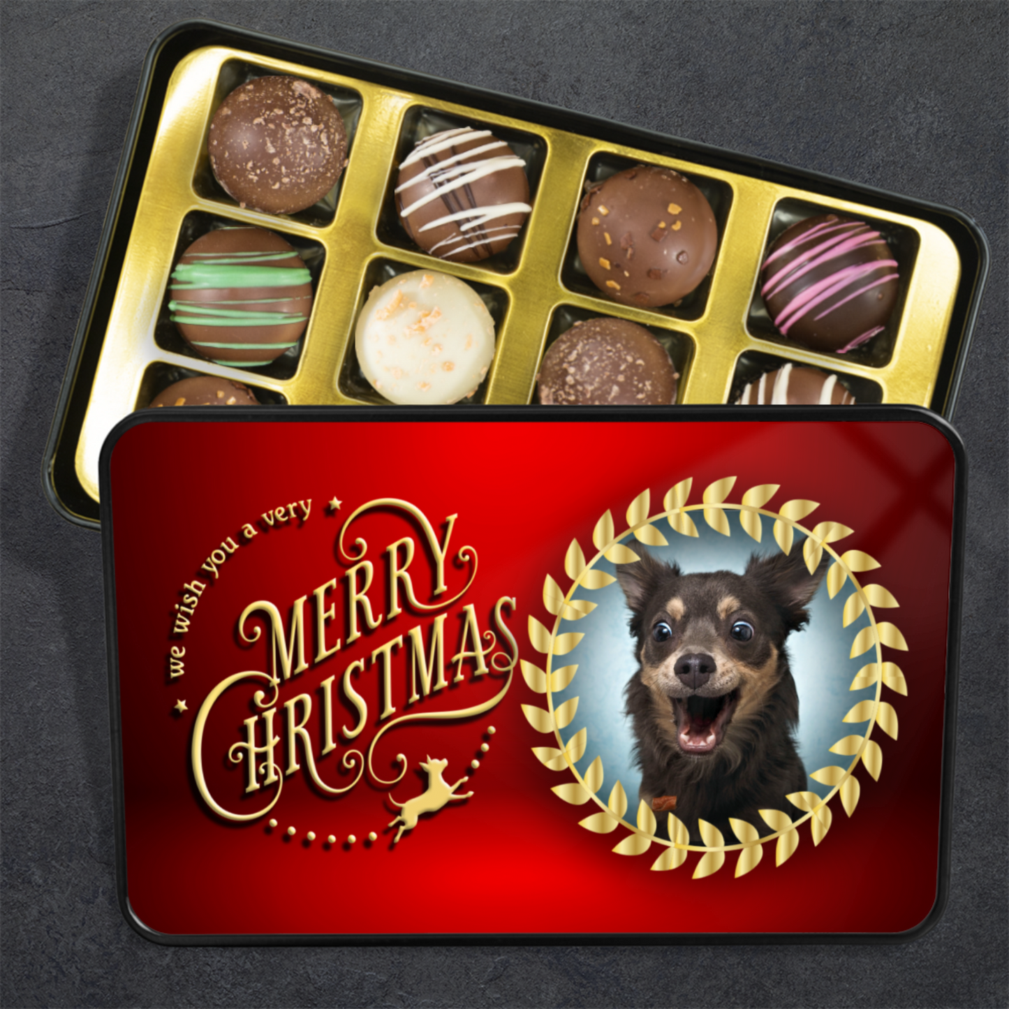 We Wish You A Merry Christmas Tin Of Handmade Truffles