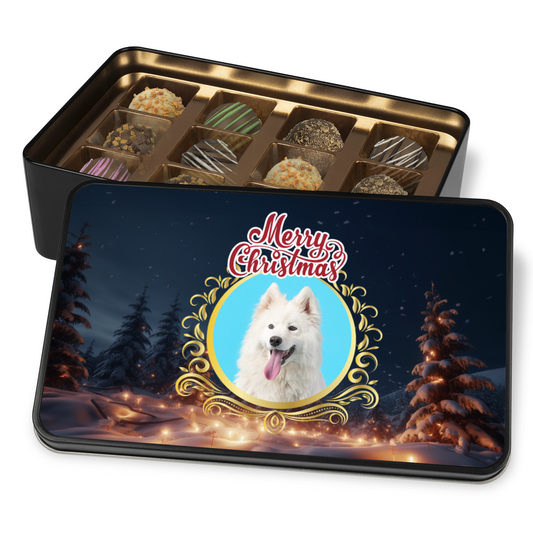 Christmas Dog Mom Gift Tin Of Handmade Chocolates