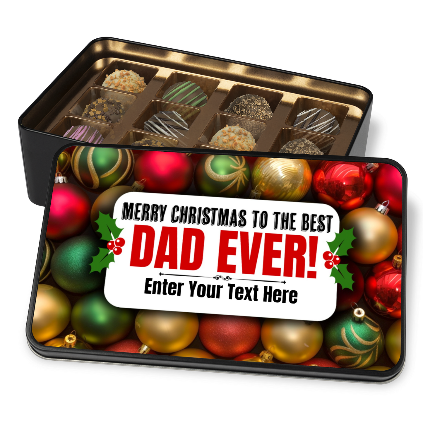 Merry Christmas To The Best Dad Ever Handmade Chocolates In A Personalized Keepsake Tin