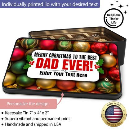 Merry Christmas To The Best Dad Ever Handmade Chocolates In A Personalized Keepsake Tin